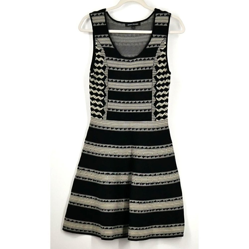 NWT‎ Jealous Tomato Geometric Bodycon Dress Black Cream Medium